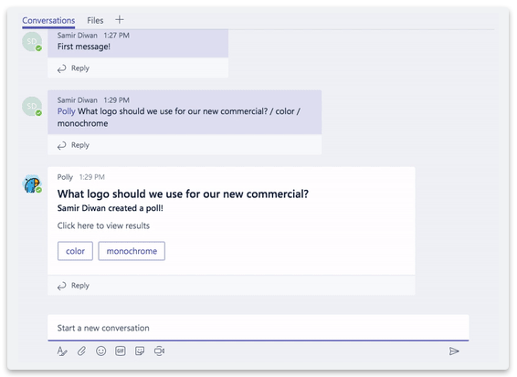 Take polls within a channel in Microsoft Teams with Polly-Bot