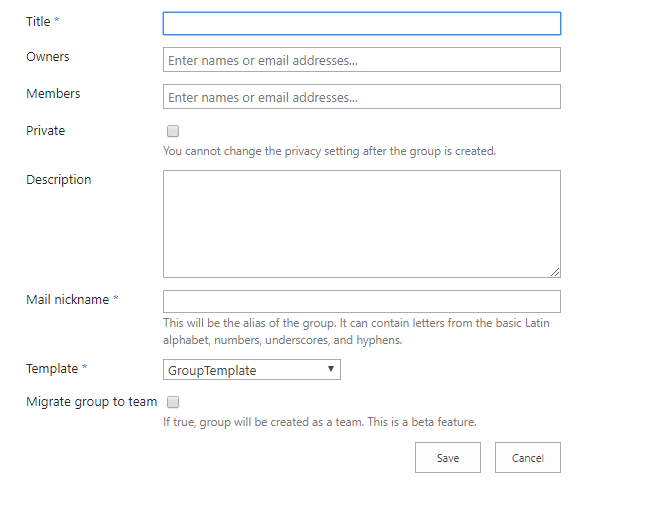 Create Office 365 Groups with Collaboration Manager
