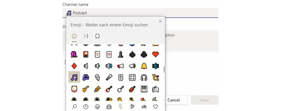 Emojis for Microsoft Teams channel names