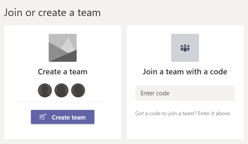 Join or create a team in Microsoft Teams.