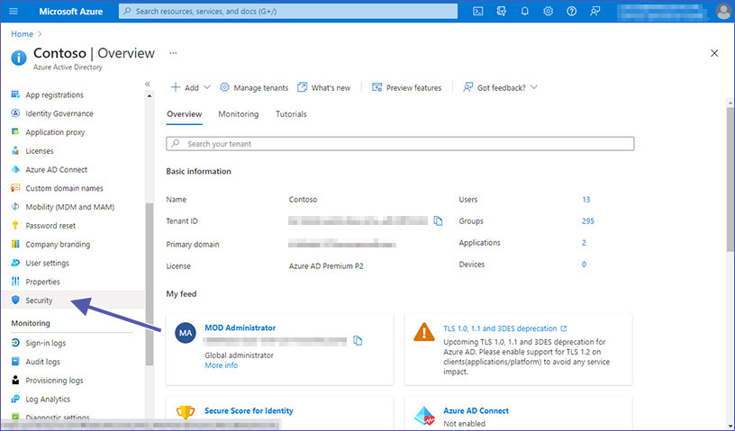 Security options in Azure Active Directory