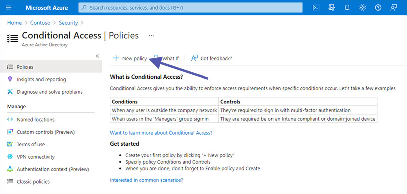 Enable multi-factor authentication in Microsoft Azure / Conditional Access