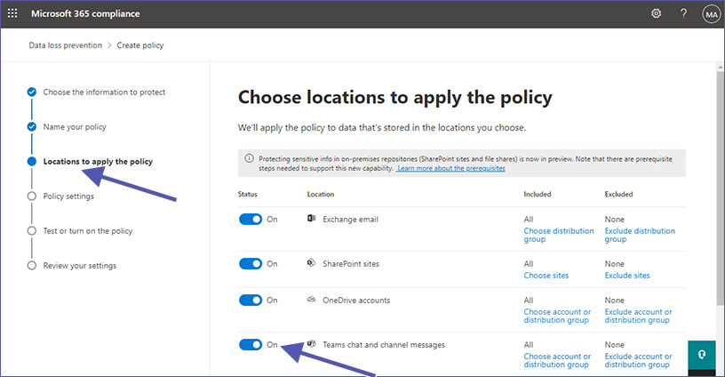 Verhinderung von Datenverlust (DLP) für Microsoft Teams aktivieren