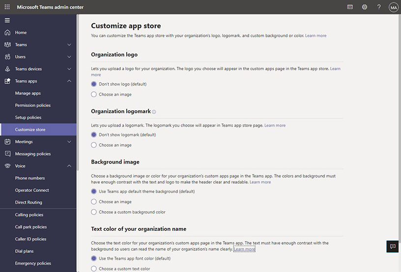 Customize the Microsoft Teams app store