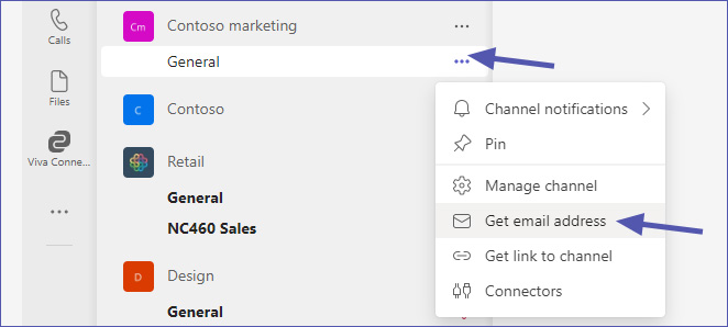 Get email address for Microsoft Teams channel