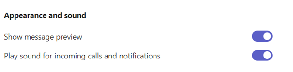 Microsoft Teams notifications: appearance and sound