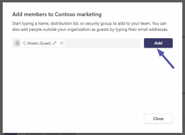 Adding guests to Microsoft Teams