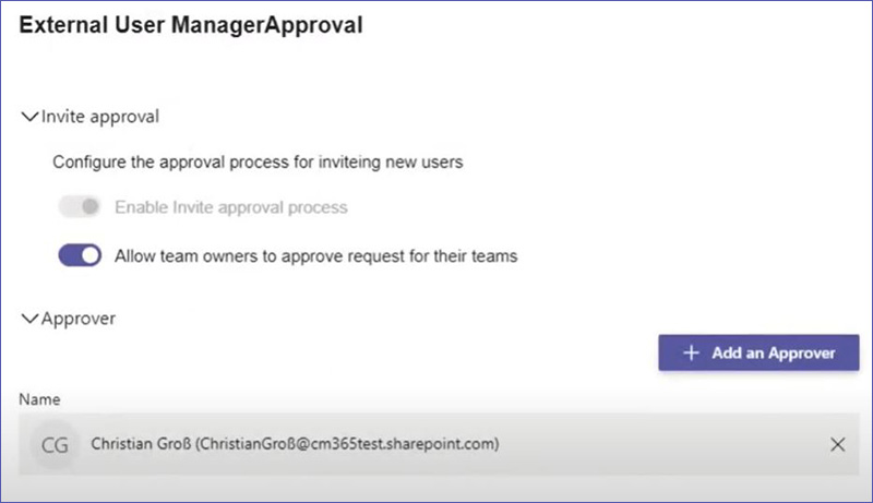 External User Manager: Add approvers