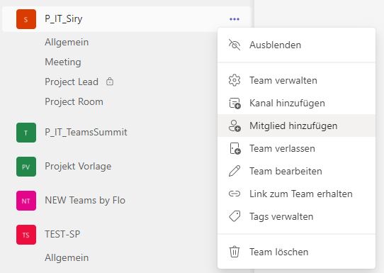 Microsoft Teams: Mitglied zu einem Team hinzufügen