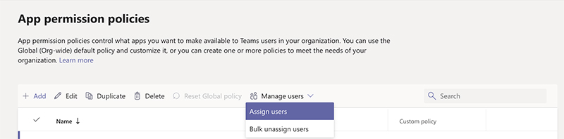 App Permission Policies: Assign Users