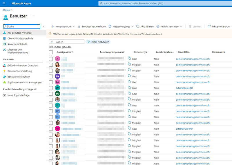 Azure Active Directory: Teams-Administrator in der Benutzerverwaltung