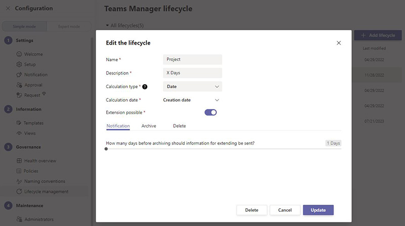 Microsoft Teams: Project lifecycles